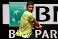 Stan Wawrinka prepares to strike a one-handed backhand